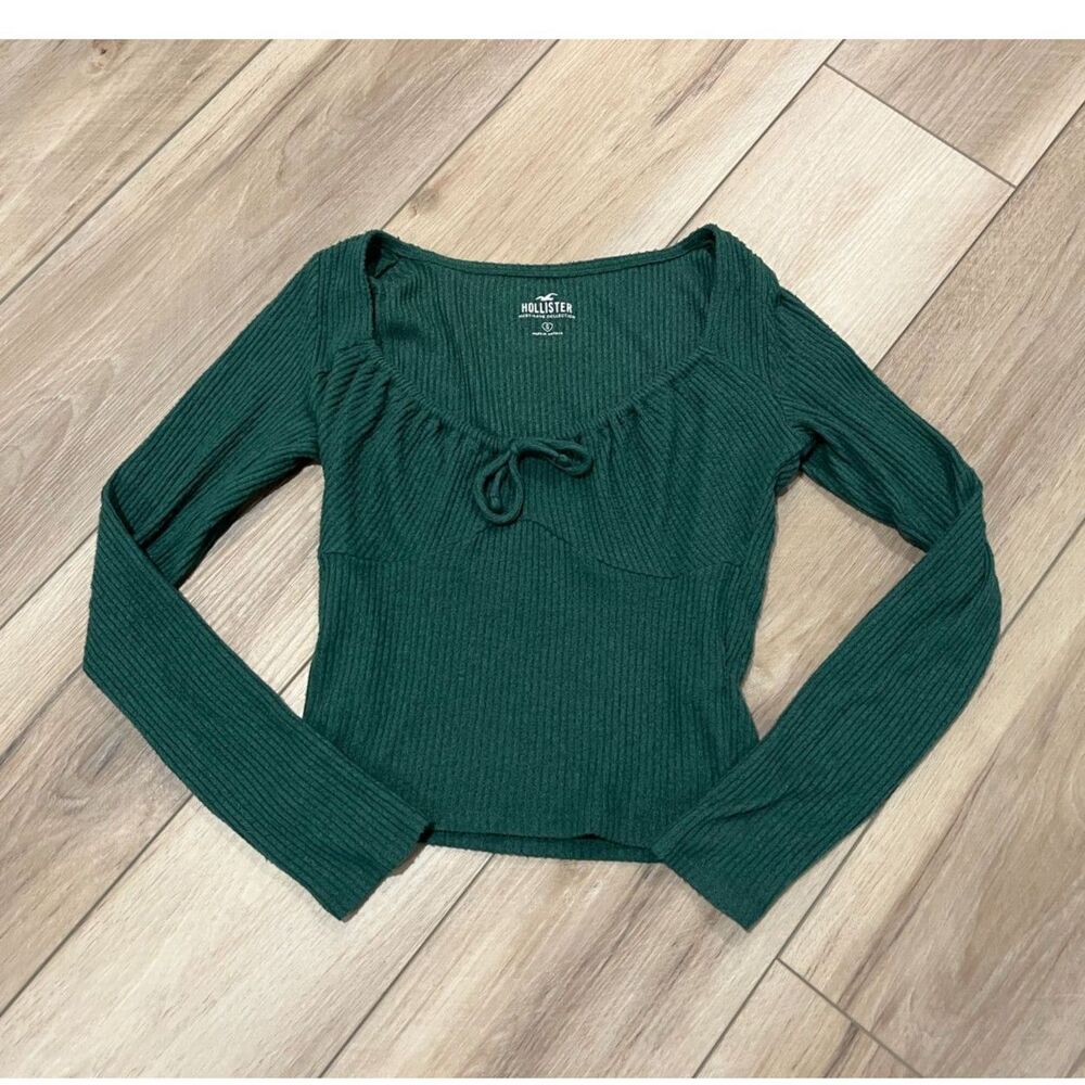 Hollister Long Sleeve Top Forest Green Soft Ribbed S